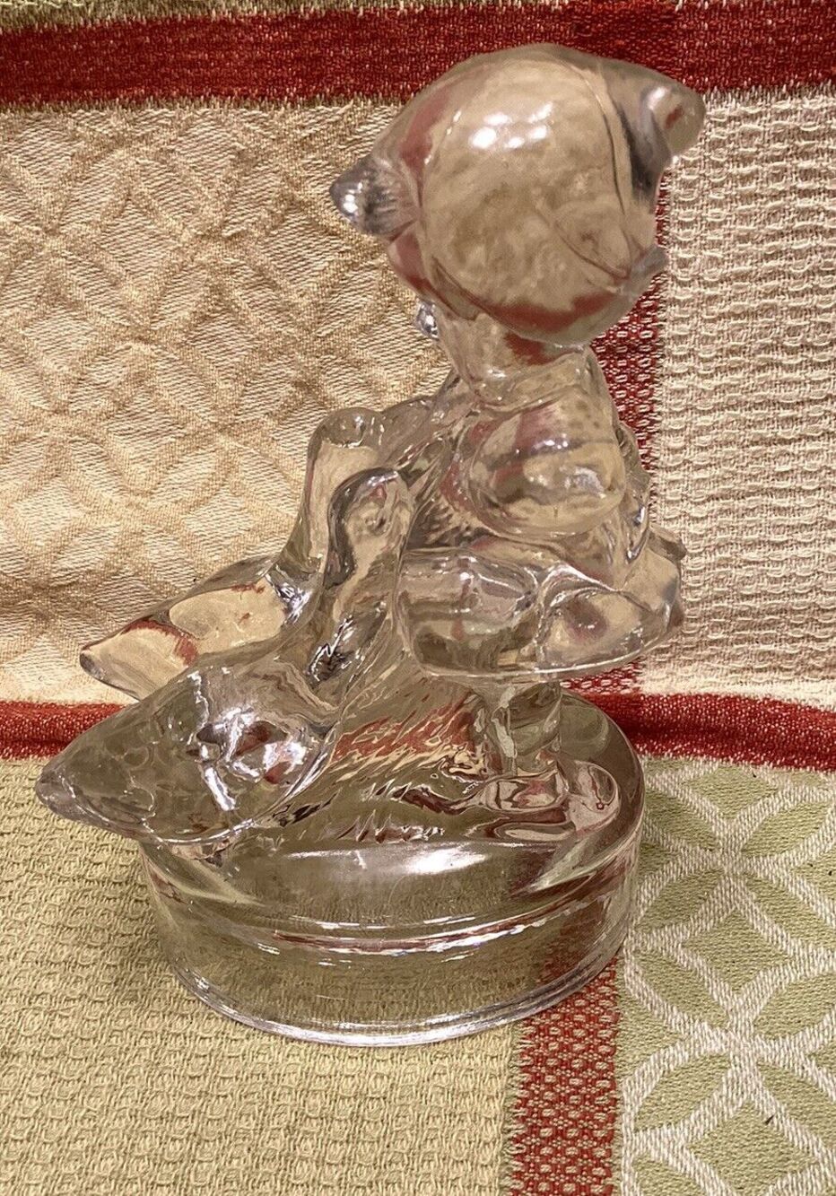 L.E. Smith Art Glass "Goose Girl " 6” Clear Figurine Decoration